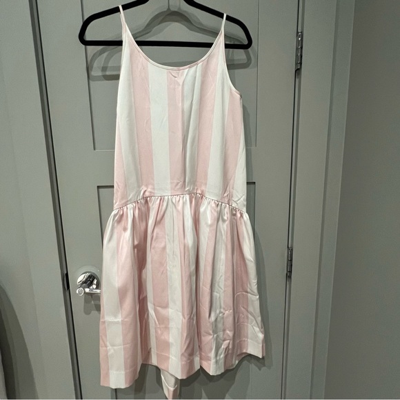 EDIT NWT Pink & White Stripe Drop Waist Peplum Dress - Picture 1 of 6